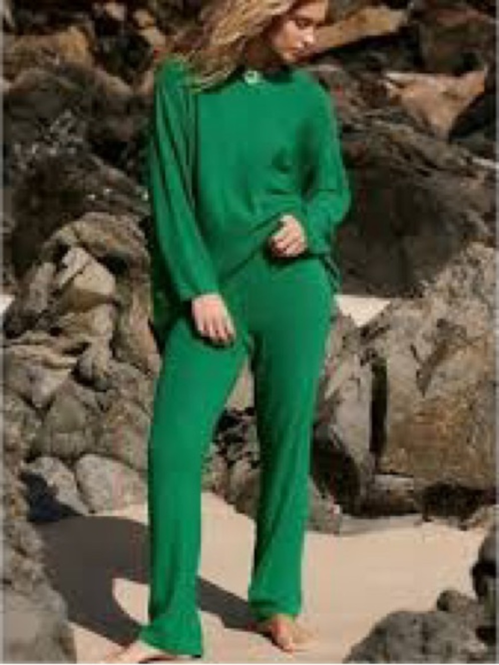 Free People Emerald Green knit set